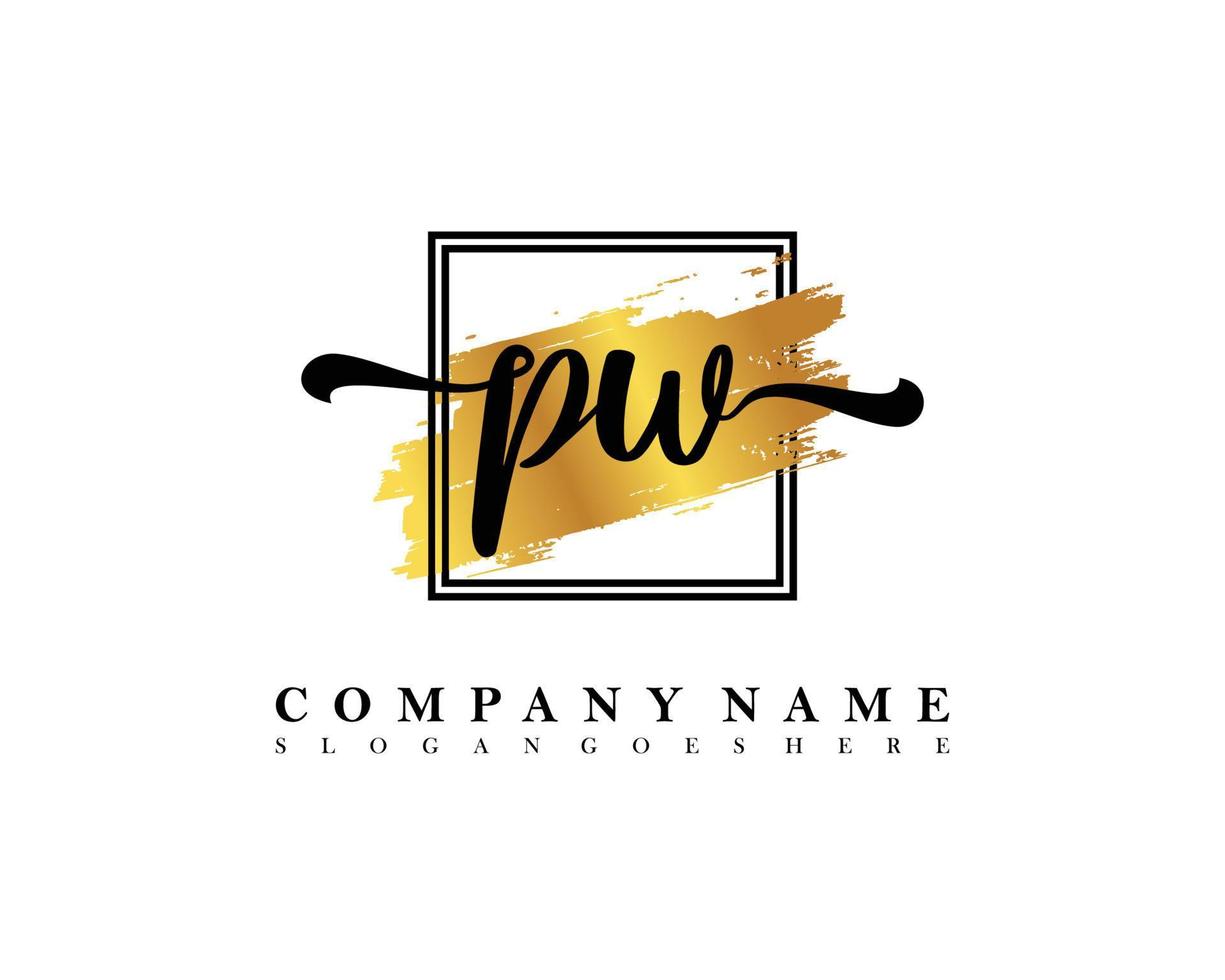 PW Initial handwriting logo concept vector