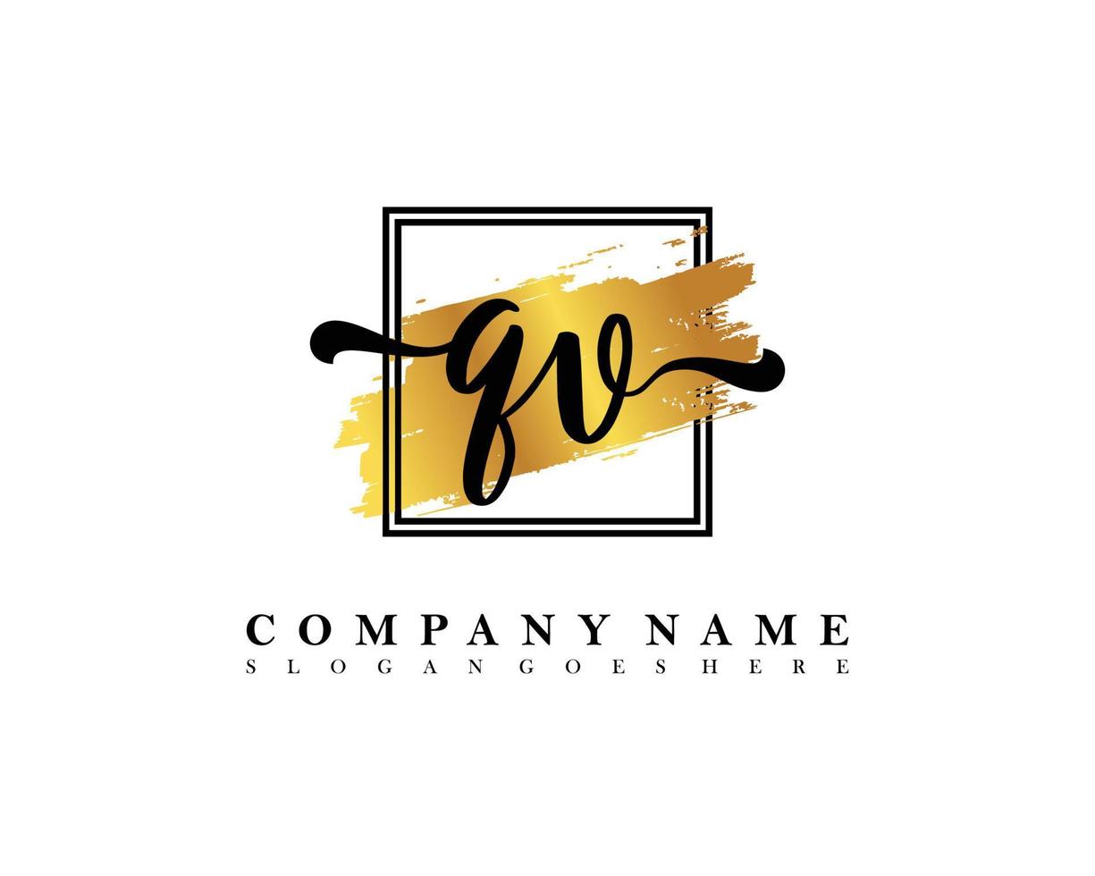 QV Initial handwriting logo concept vector