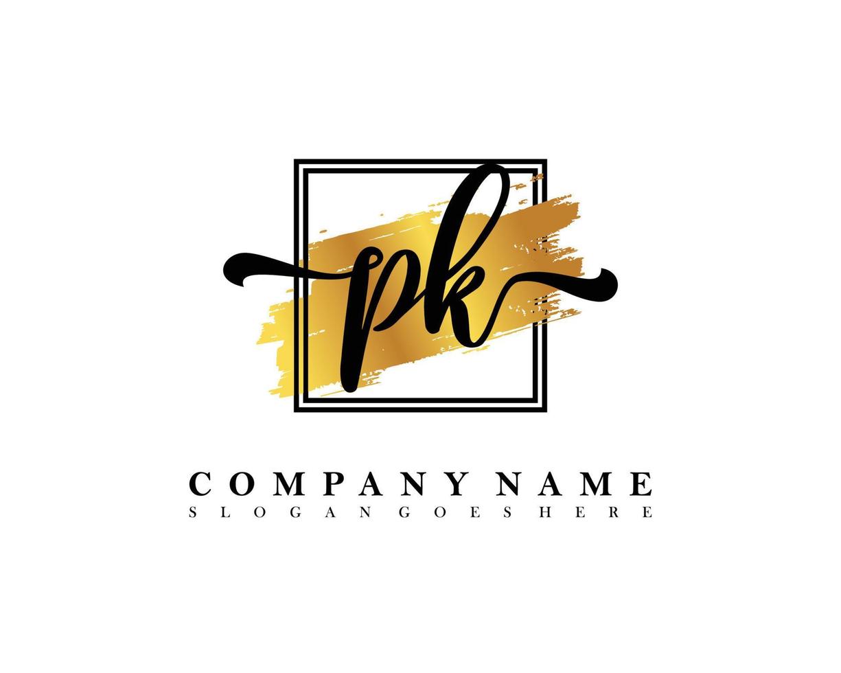 PK Initial handwriting logo concept vector