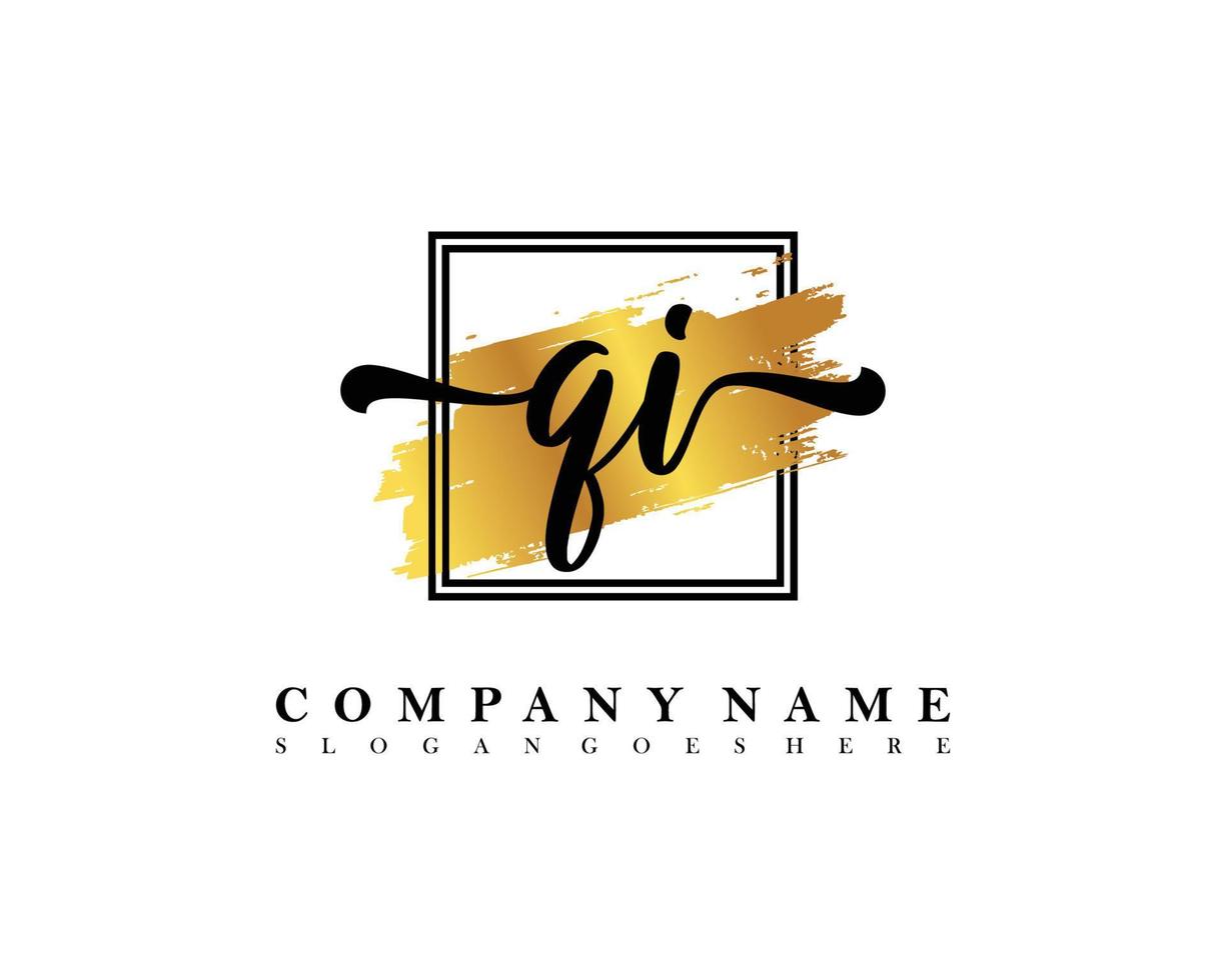 QI Initial handwriting logo concept vector