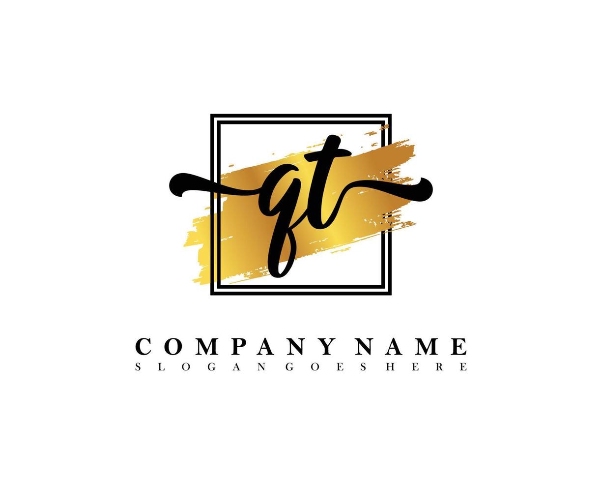 QT Initial handwriting logo concept vector