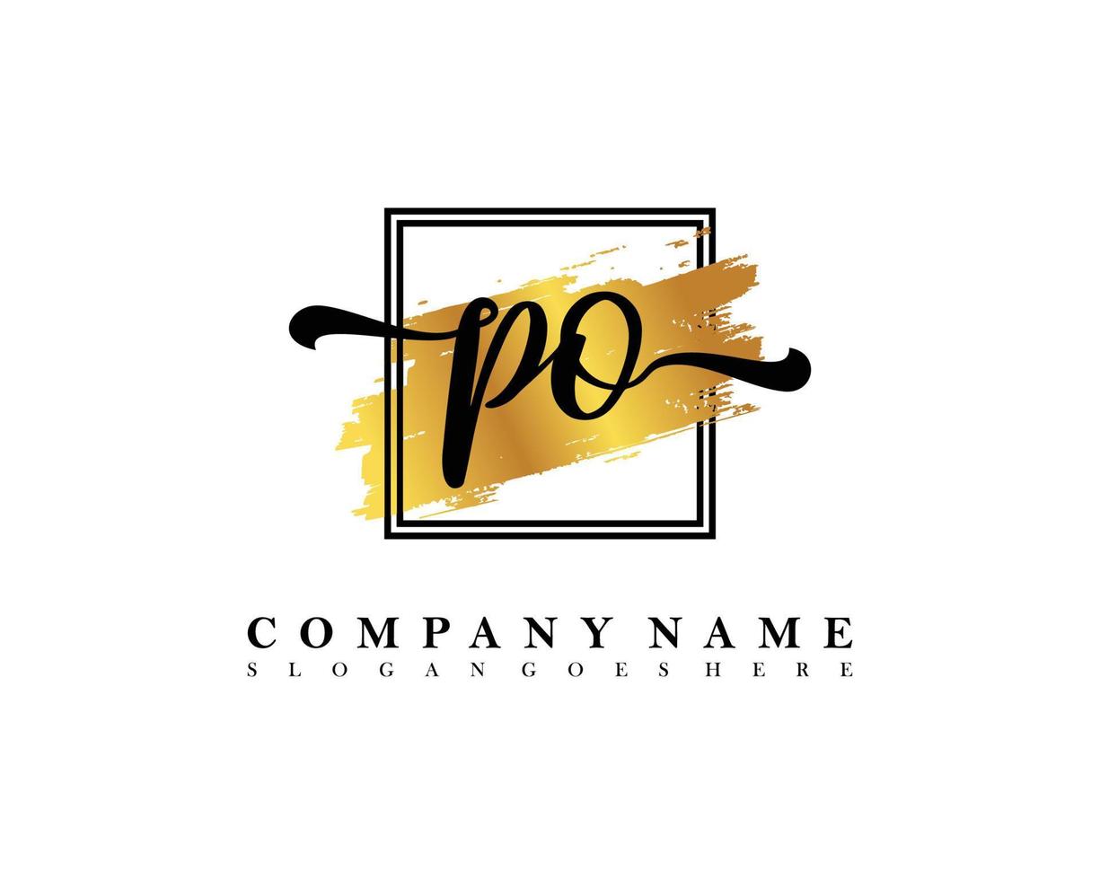 PO Initial handwriting logo concept vector