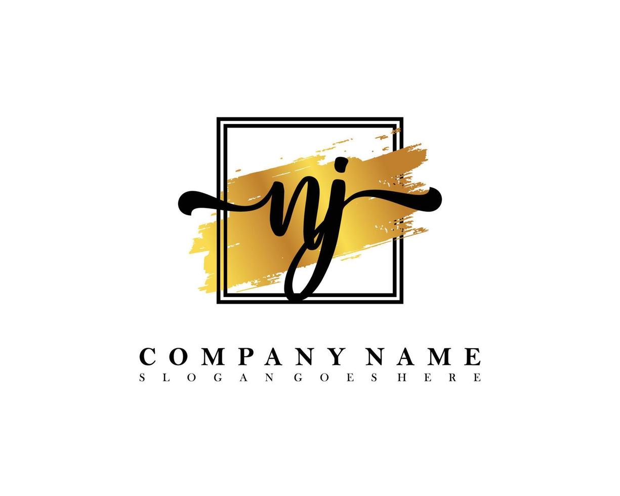 NJ Initial handwriting logo concept vector