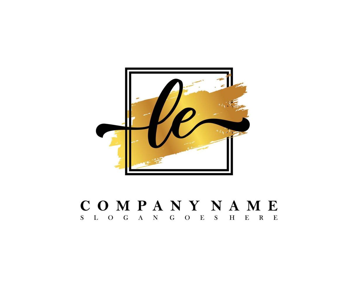 LE Initial handwriting logo concept vector