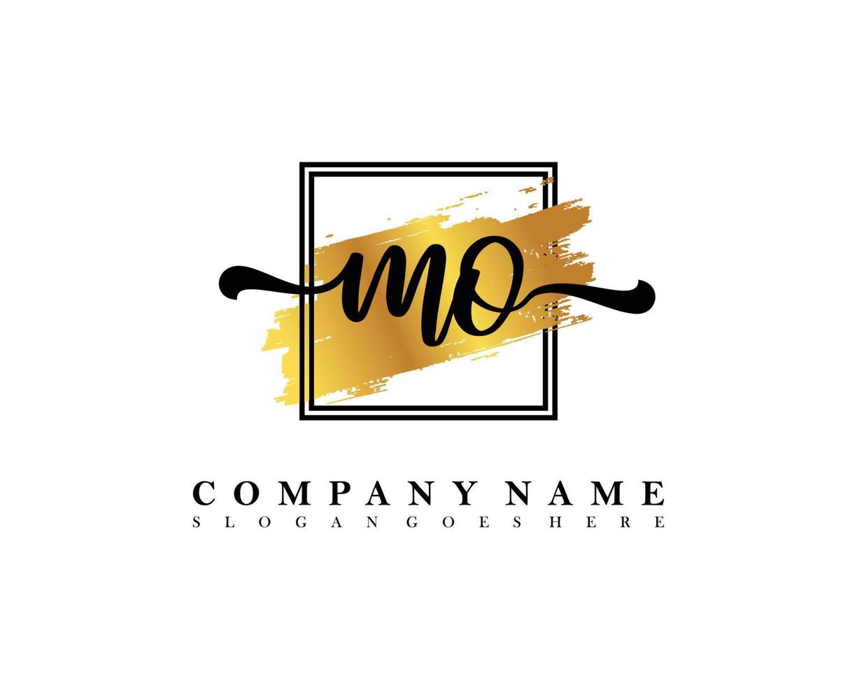 MO Initial handwriting logo concept vector