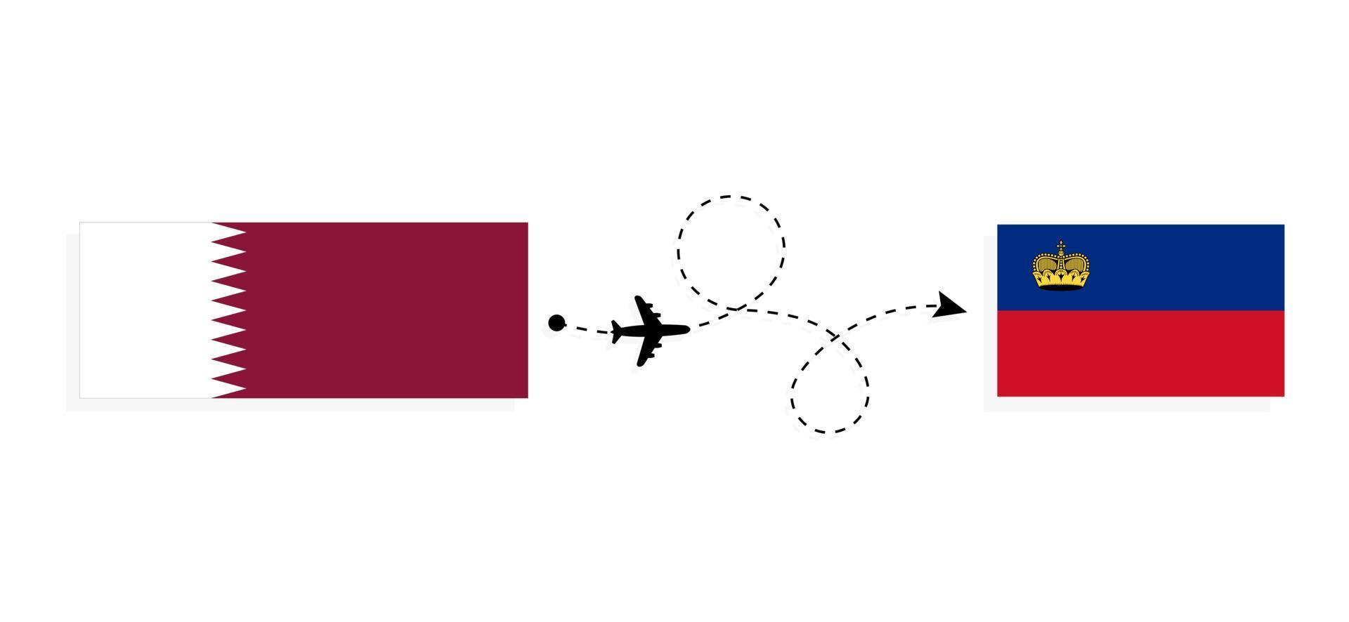 Flight and travel from Qatar to Liechtenstein by passenger airplane Travel concept vector