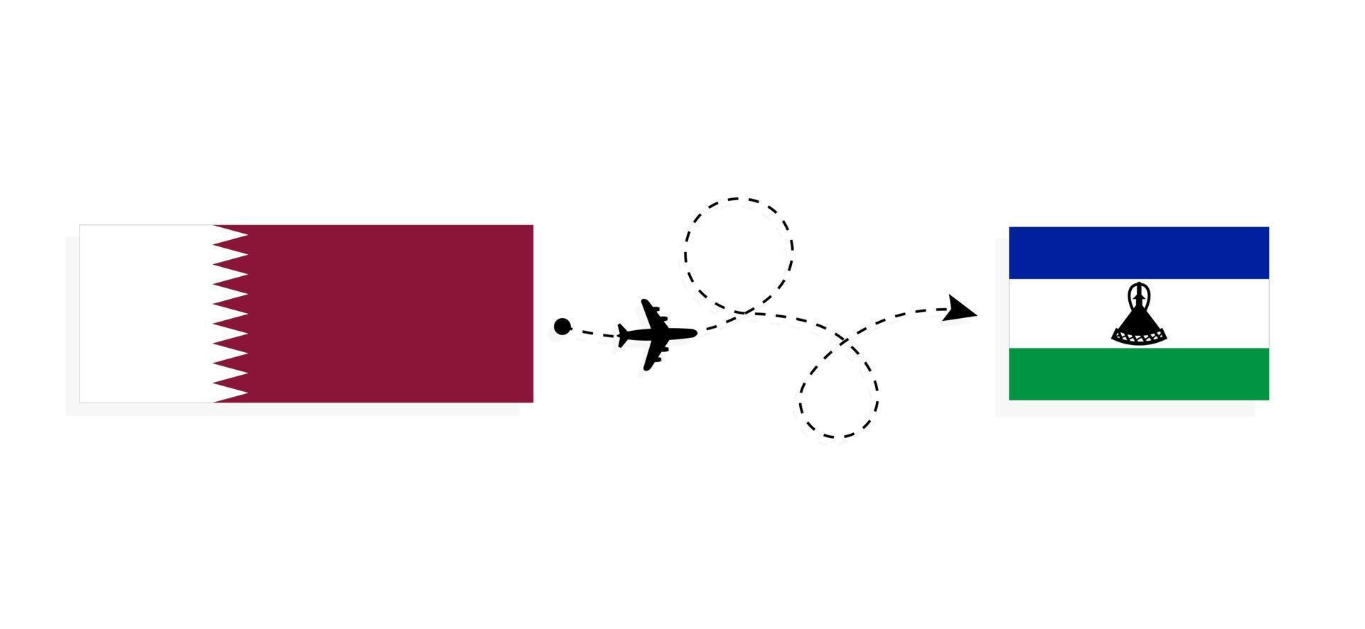 vuelo y viaje de qatar a lesotho por concepto de viaje en avión de pasajeros vector