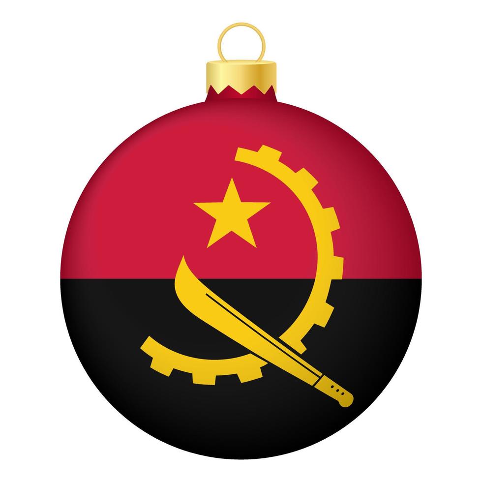 bola de árbol de navidad con bandera de angola. icono para vacaciones de navidad vector