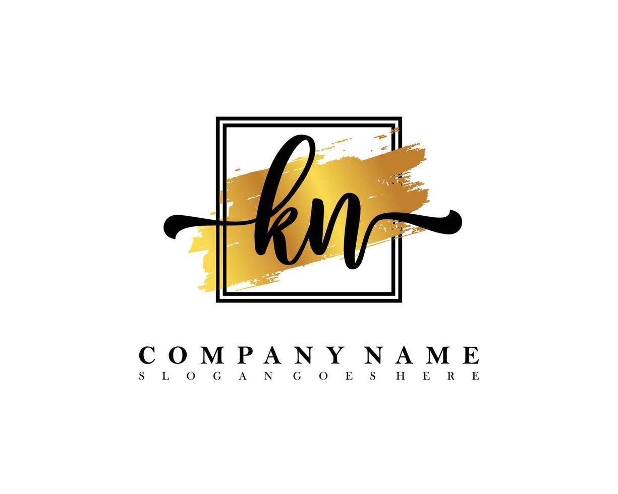 KN Initial handwriting logo concept vector