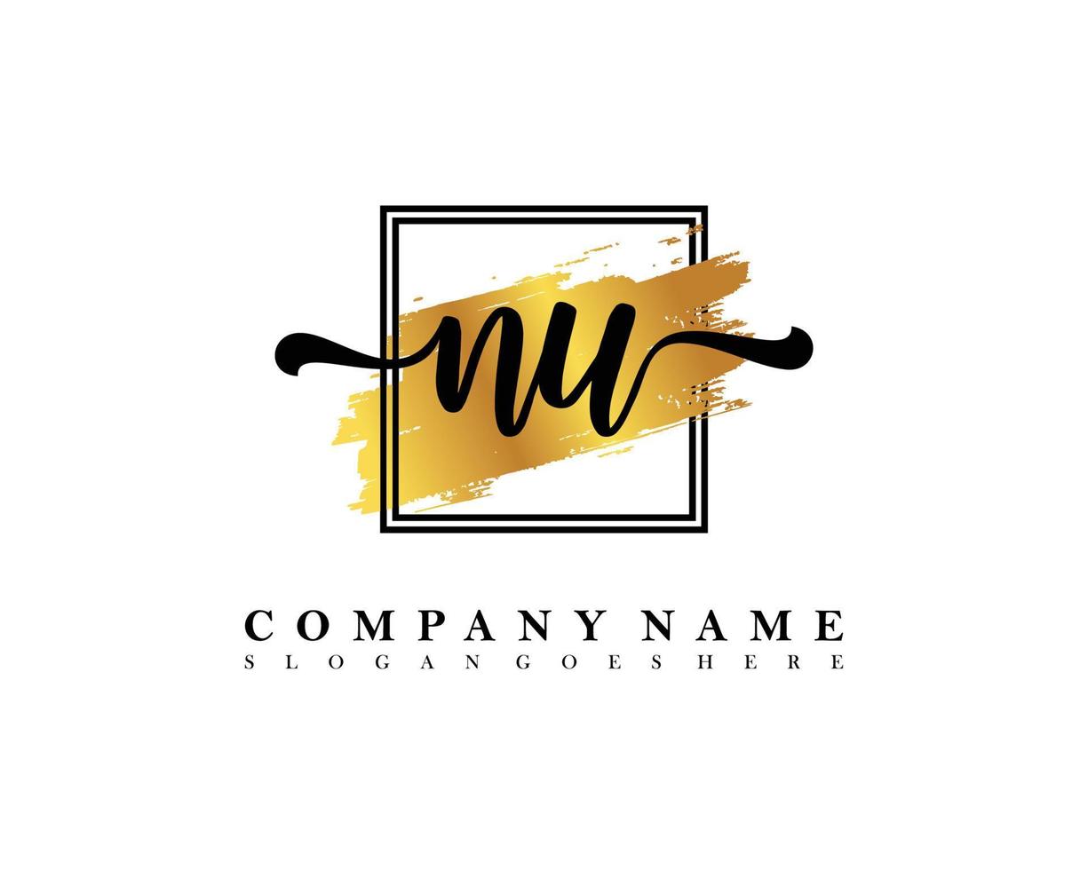 NU Initial handwriting logo concept vector