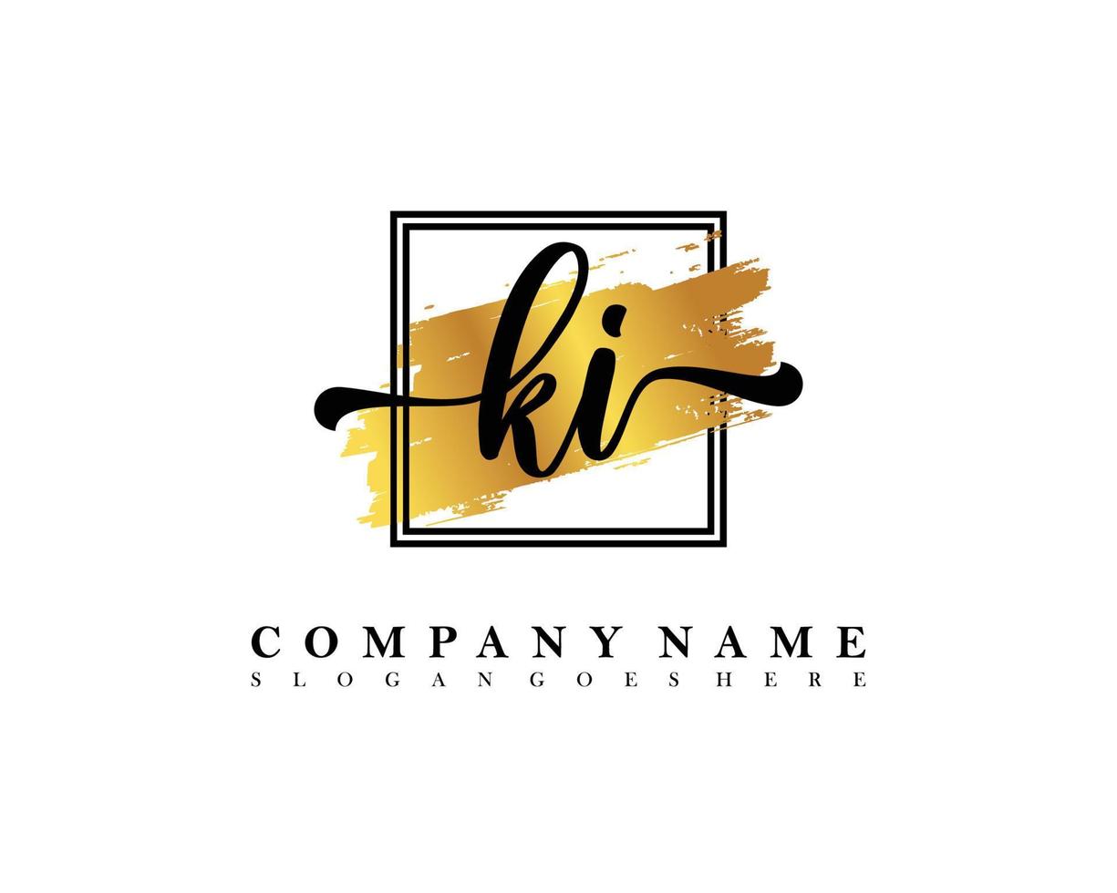 KI Initial handwriting logo concept vector