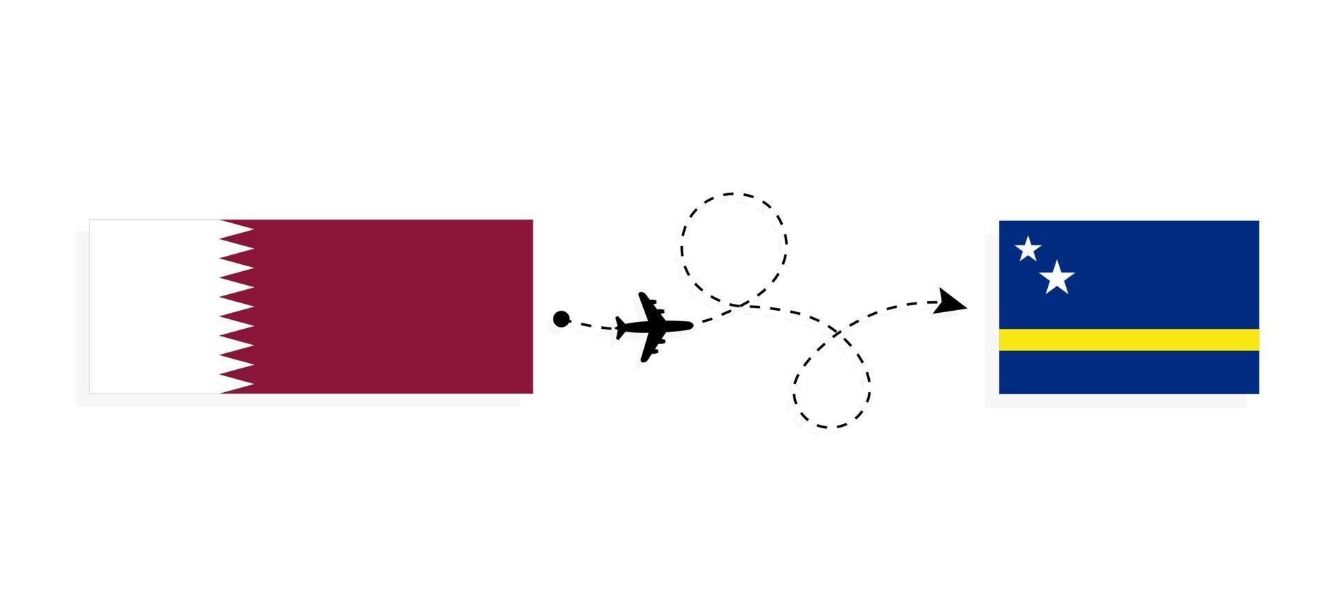 vuelo y viaje de qatar a curacao por concepto de viaje en avión de pasajeros vector