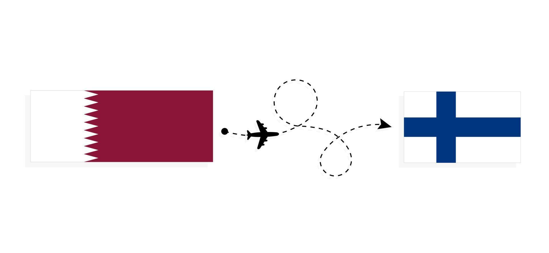 vuelo y viaje de qatar a finlandia por concepto de viaje en avión de pasajeros vector