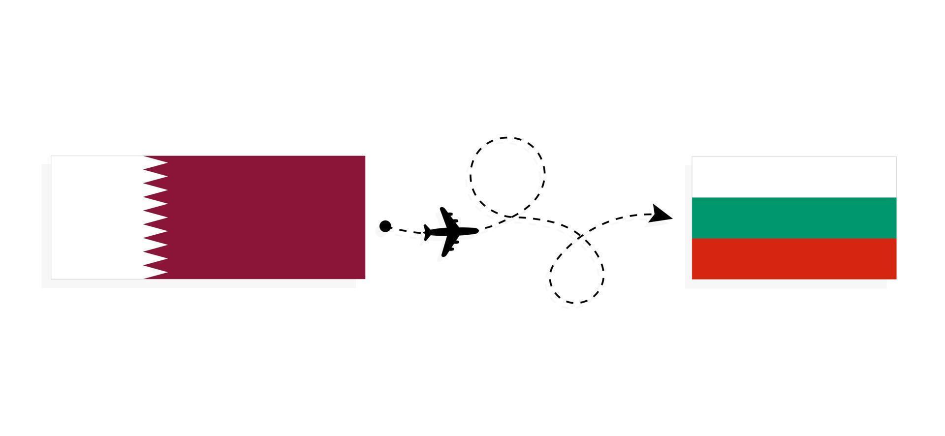 Flight and travel from Qatar to Bulgaria by passenger airplane Travel concept vector