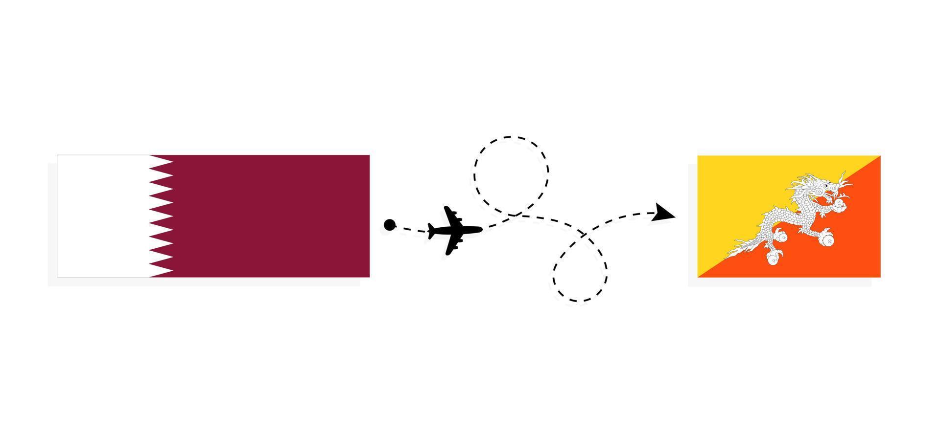 Flight and travel from Qatar to Bhutan by passenger airplane Travel concept vector
