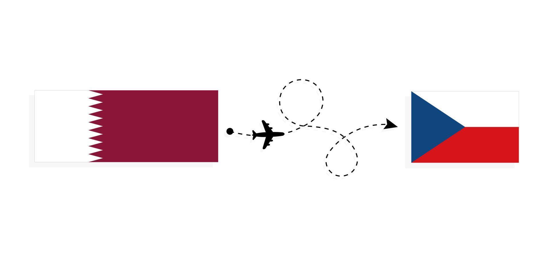 Flight and travel from Qatar to Czechia by passenger airplane Travel concept vector