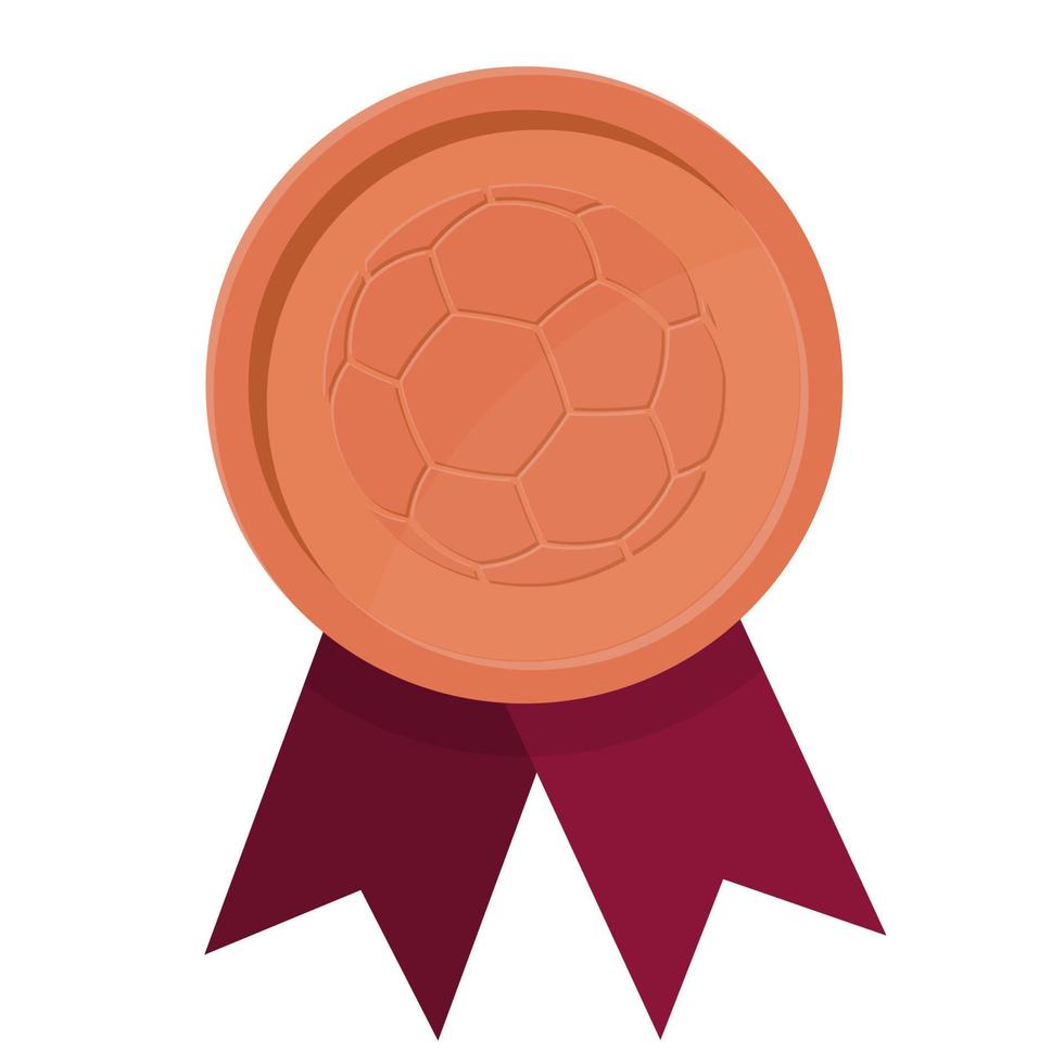 Bronze award medal with ribbons and soccer ball for winners vector