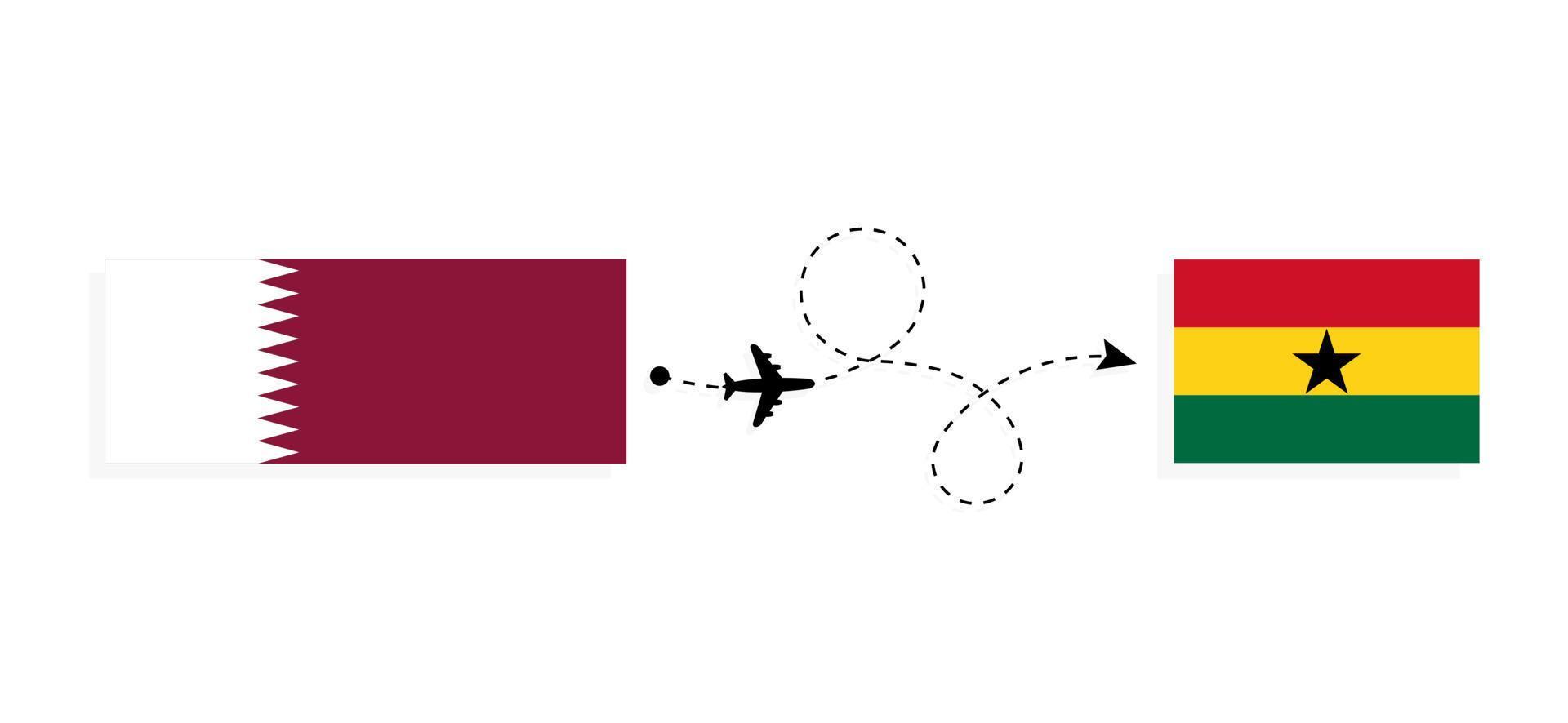 Flight and travel from Qatar to Ghana by passenger airplane Travel concept vector