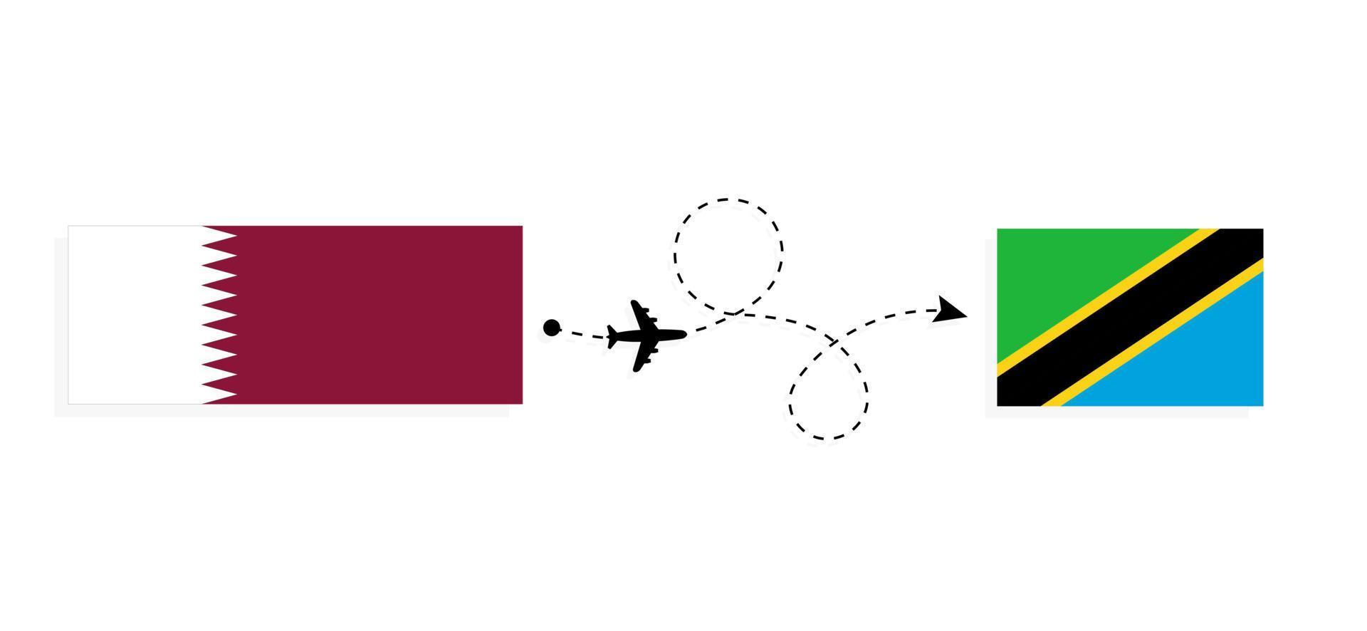 vuelo y viaje de qatar a tanzania por concepto de viaje en avión de pasajeros vector