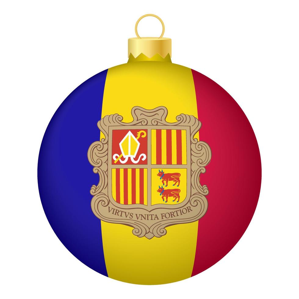 bola de árbol de navidad con bandera de andorra. icono para vacaciones de navidad vector