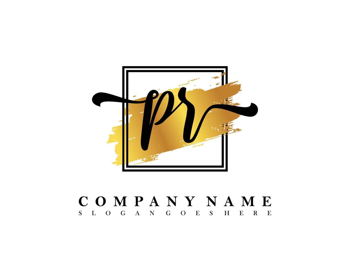 PR Initial handwriting logo concept vector