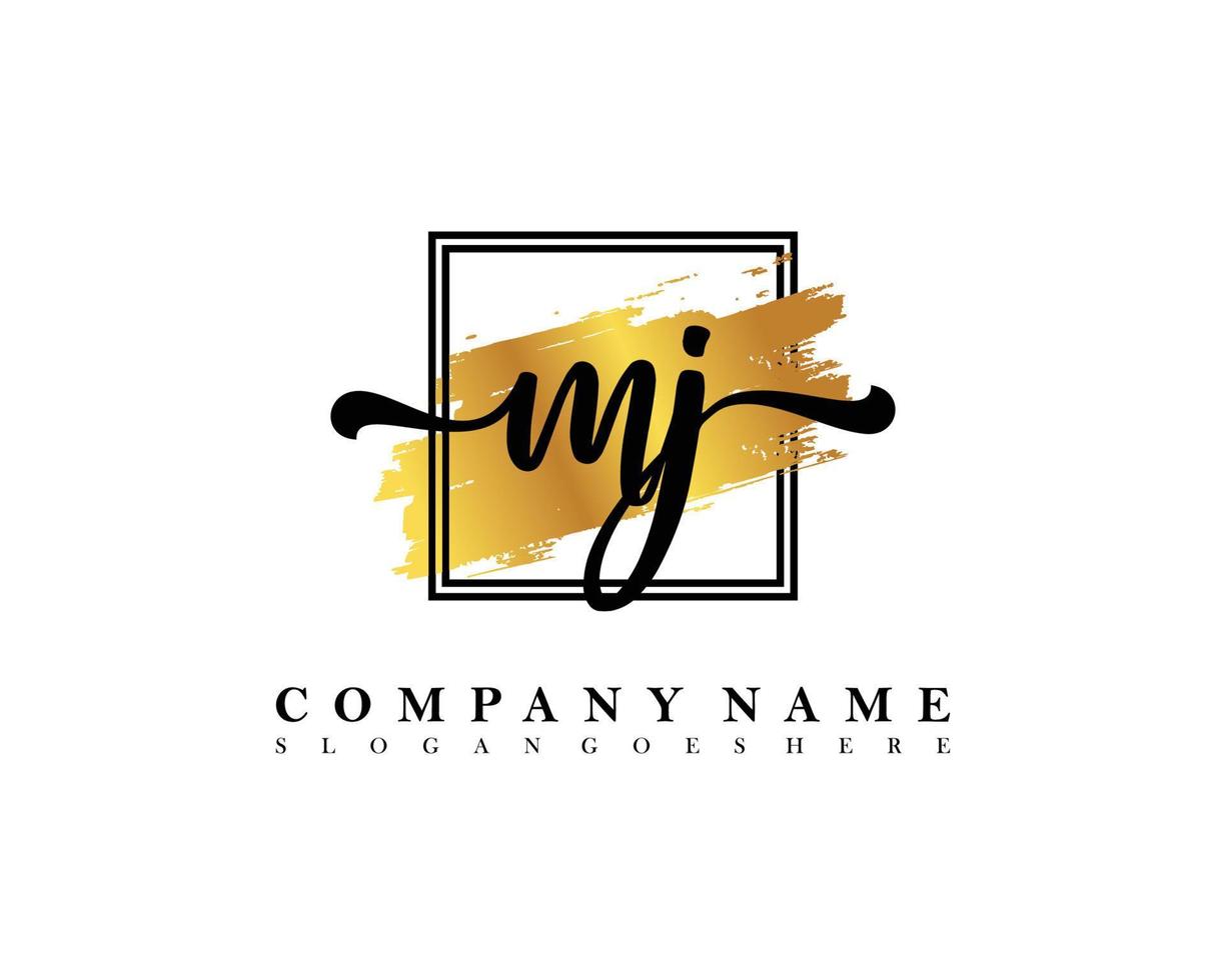 MJ Initial handwriting logo concept vector