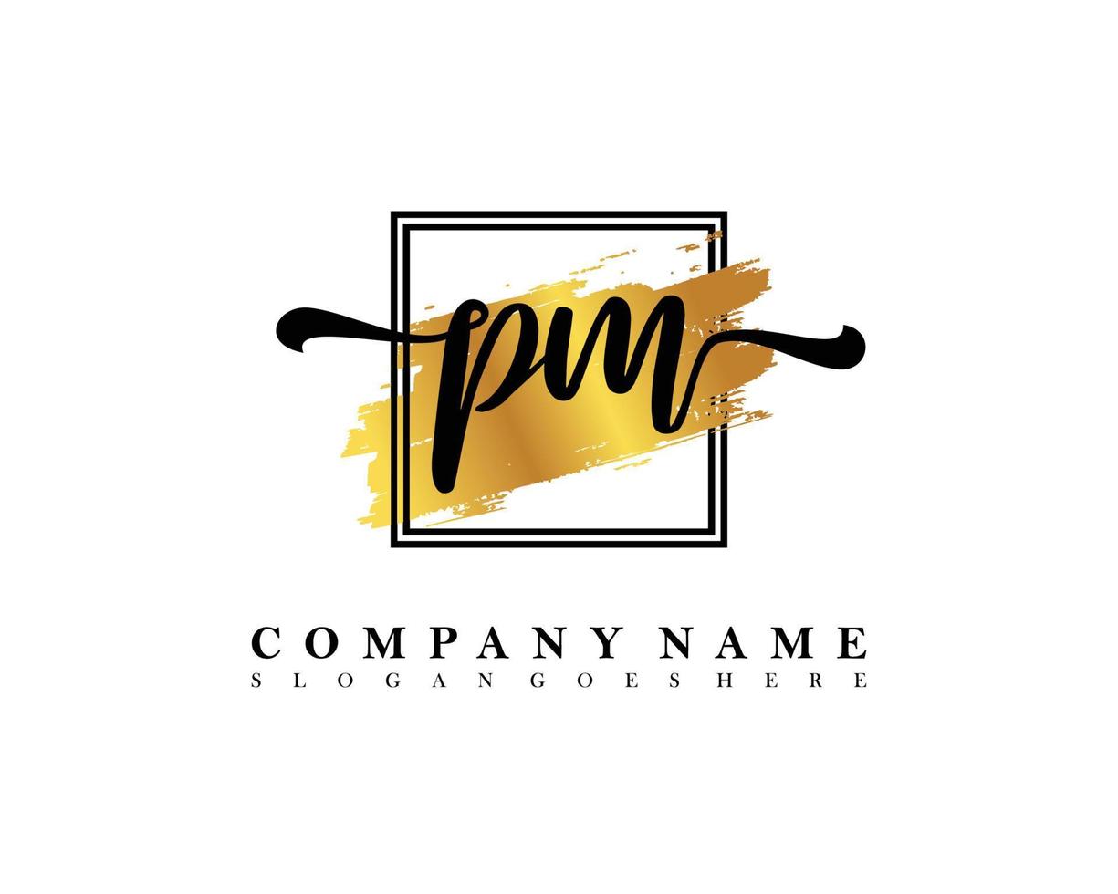PM Initial handwriting logo concept vector