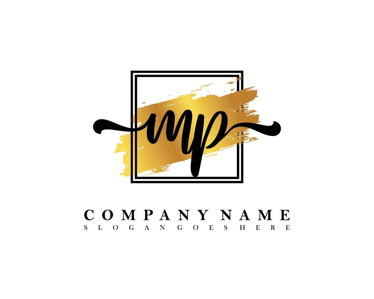 MP Initial handwriting logo concept vector