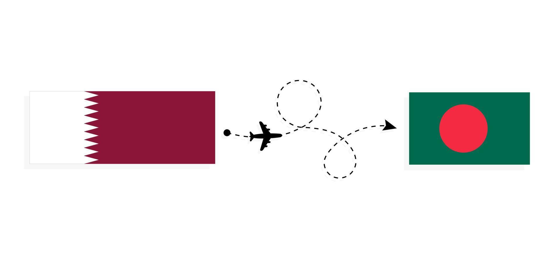 vuelo y viaje de qatar a bangladesh por concepto de viaje en avión de pasajeros vector