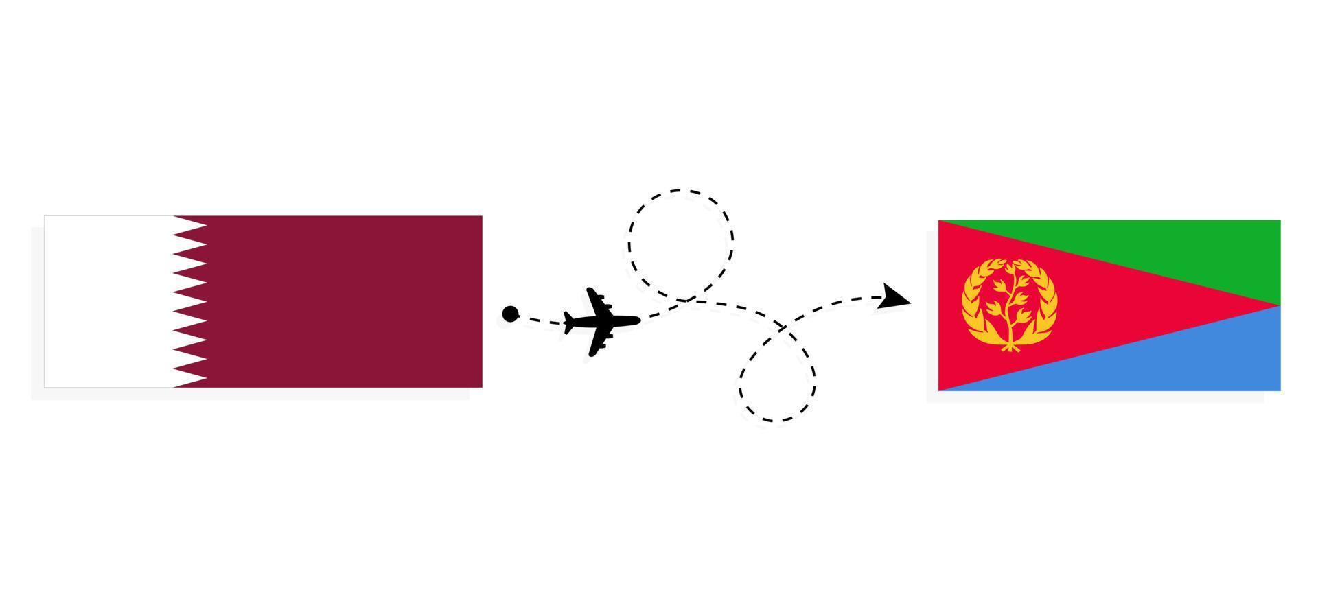 Flight and travel from Qatar to Eritrea by passenger airplane Travel concept vector