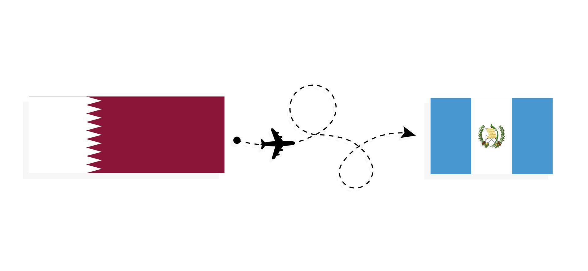 vuelo y viaje de qatar a guatemala por concepto de viaje en avión de pasajeros vector