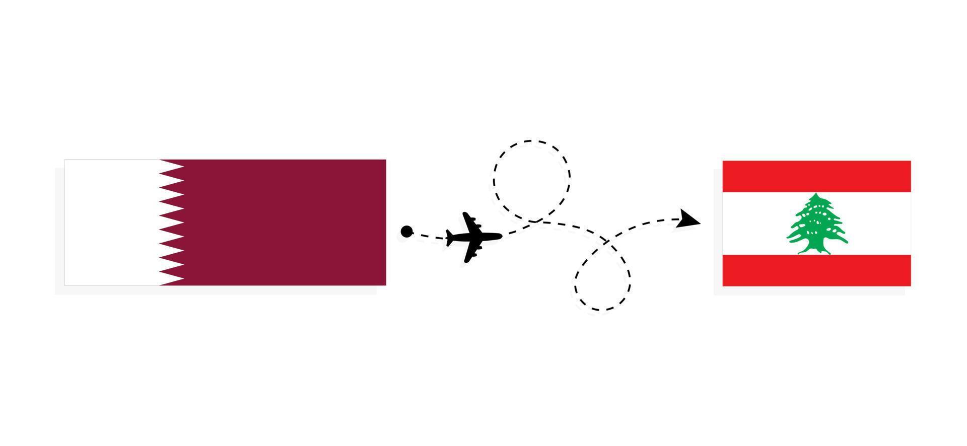 vuelo y viaje de qatar a líbano por concepto de viaje en avión de pasajeros vector