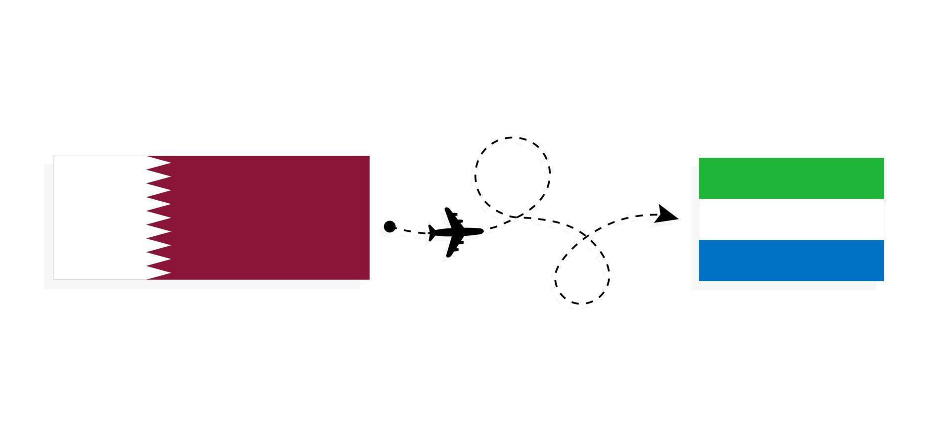 vuelo y viaje de qatar a sierra leona por concepto de viaje en avión de pasajeros vector