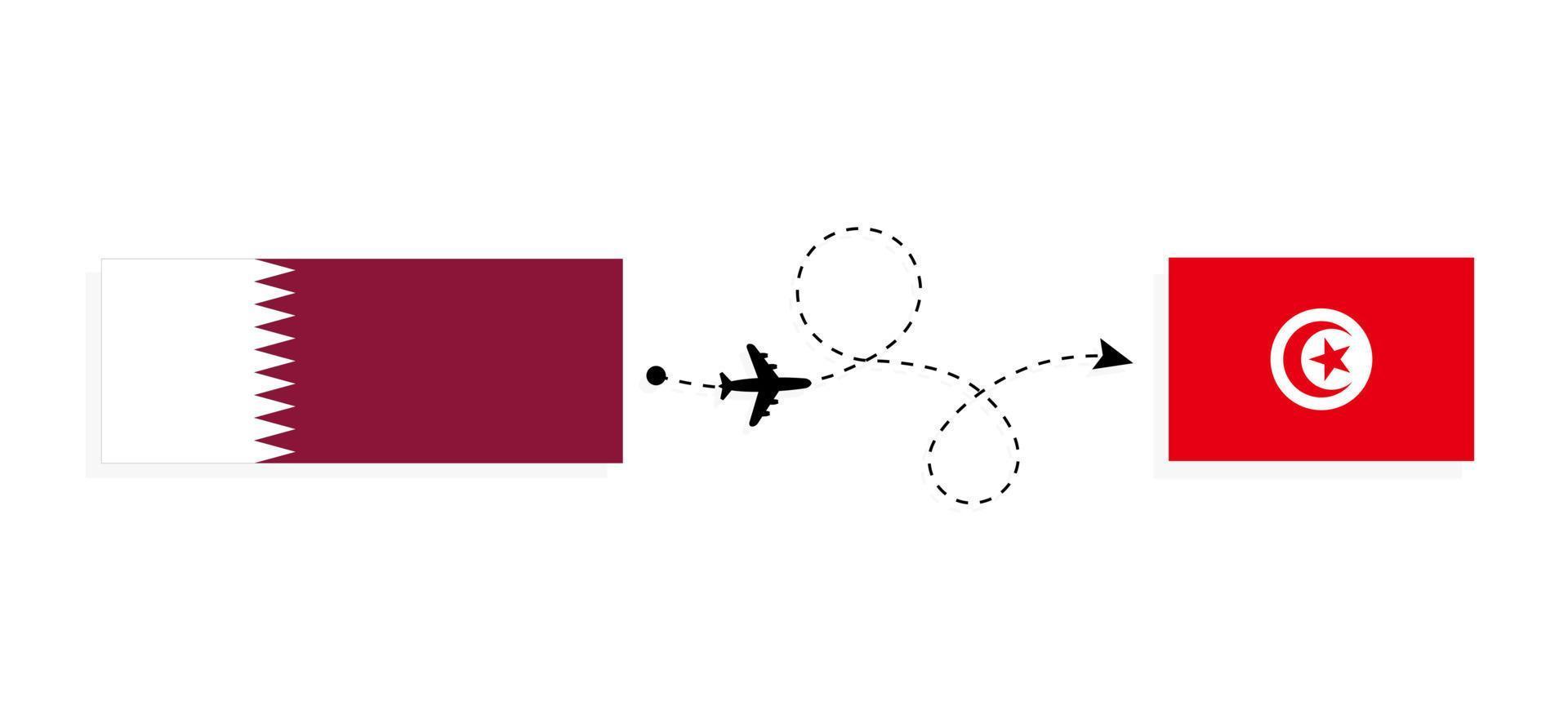 vuelo y viaje de qatar a túnez por concepto de viaje en avión de pasajeros vector