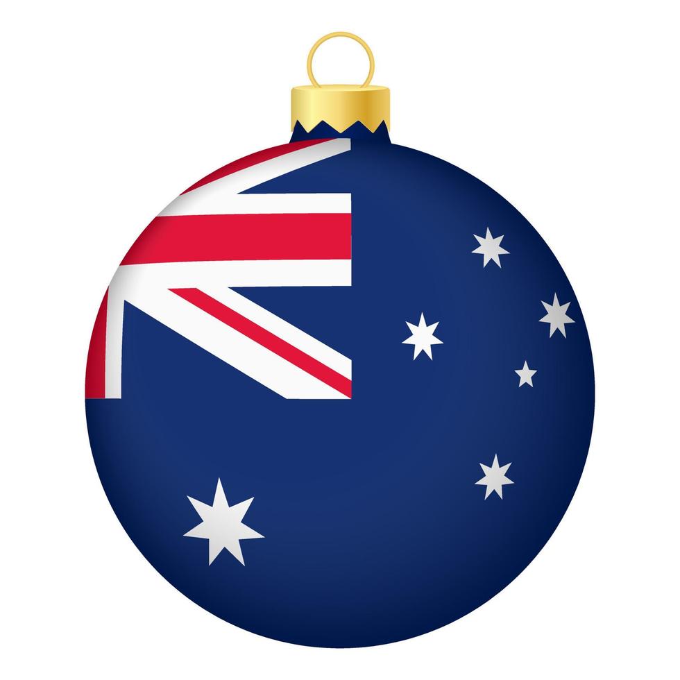 bola de árbol de navidad con bandera de australia. icono para vacaciones de navidad vector