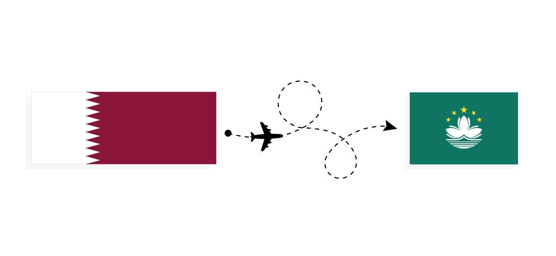 vuelo y viaje de qatar a macao por concepto de viaje en avión de pasajeros vector