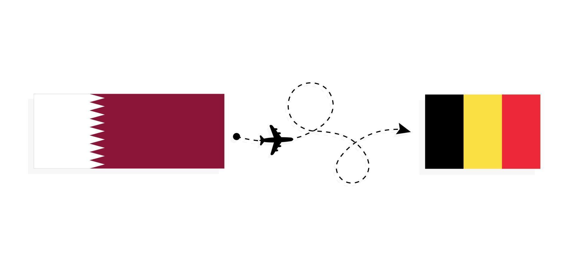 vuelo y viaje de qatar a bélgica por concepto de viaje en avión de pasajeros vector