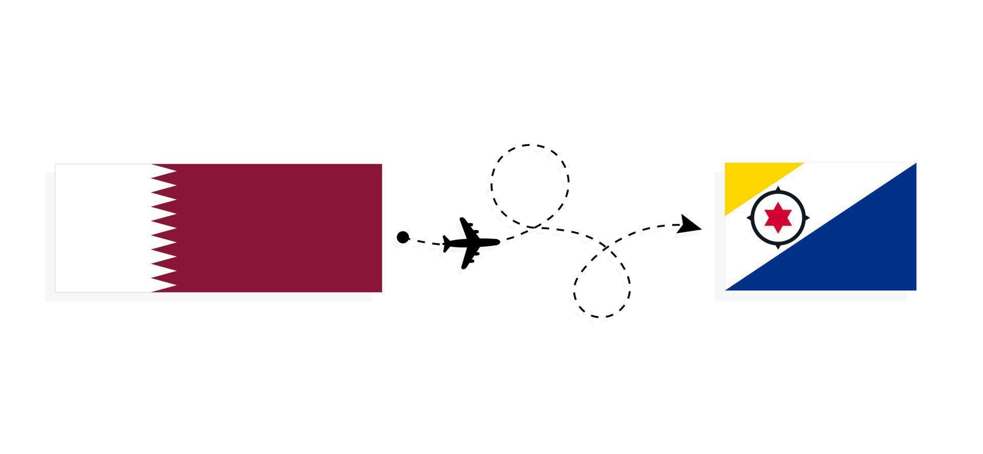 vuelo y viaje de qatar a bonaire por concepto de viaje en avión de pasajeros vector