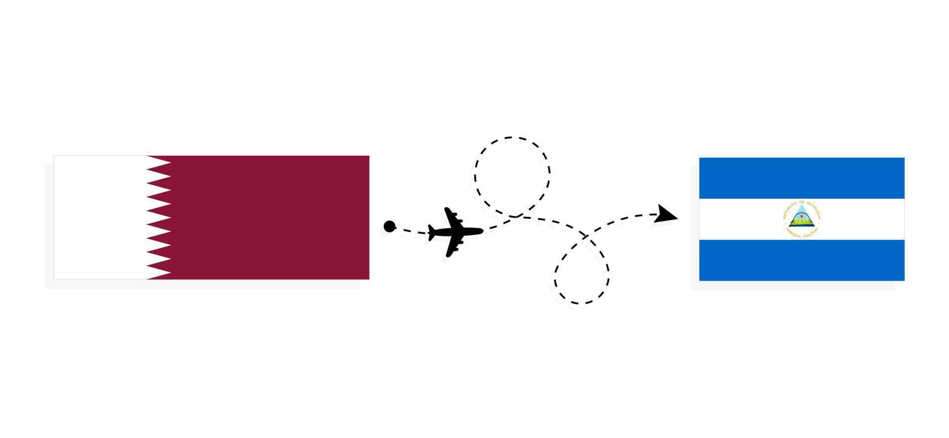 Flight and travel from Qatar to Nicaragua by passenger airplane Travel concept vector