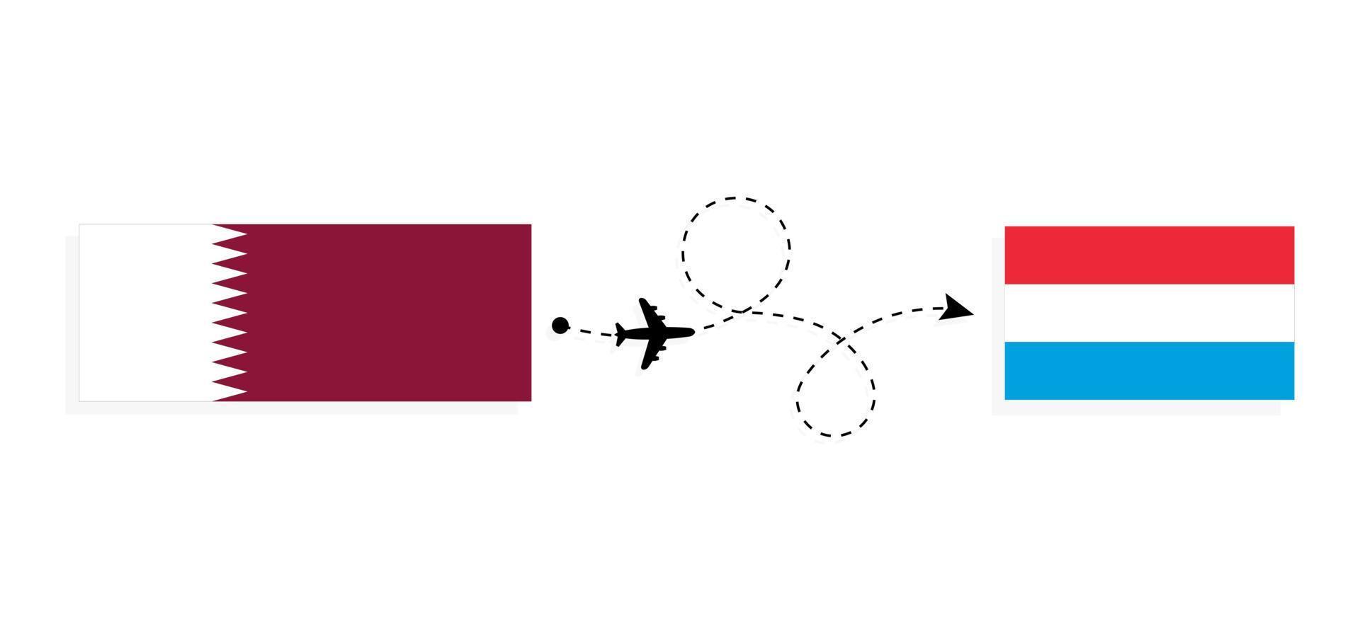 Flight and travel from Qatar to Luxembourg by passenger airplane Travel concept vector