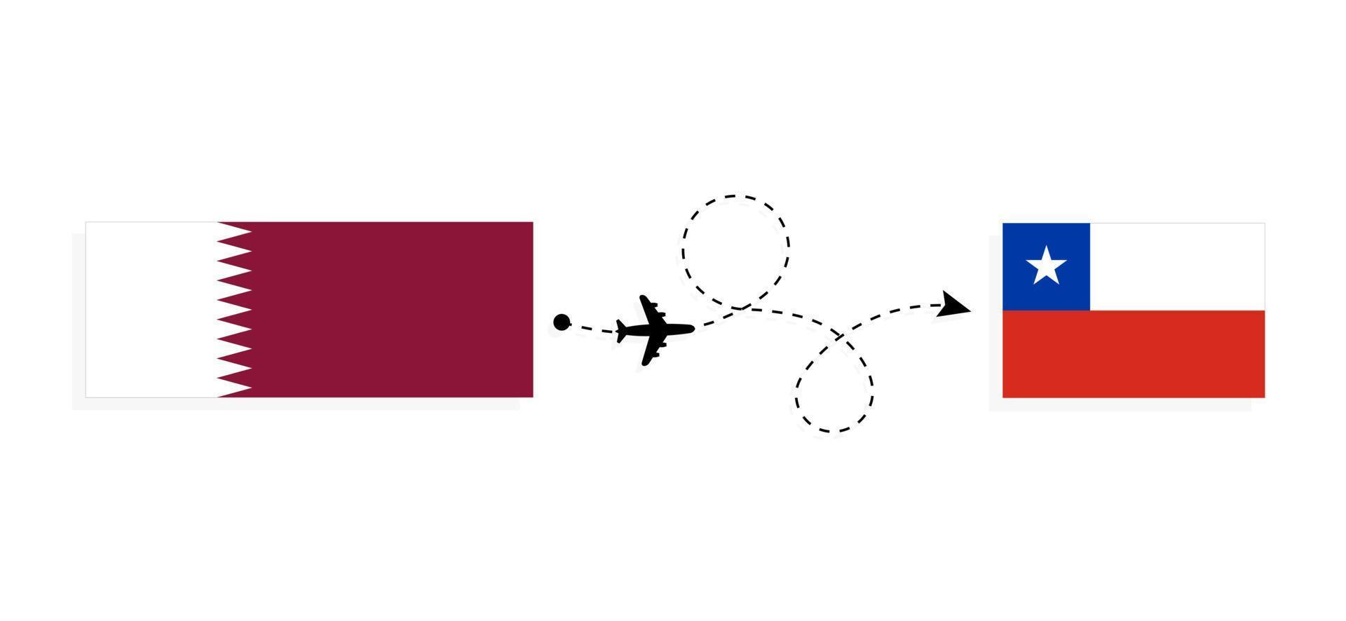 vuelo y viaje de qatar a chile por concepto de viaje en avión de pasajeros vector