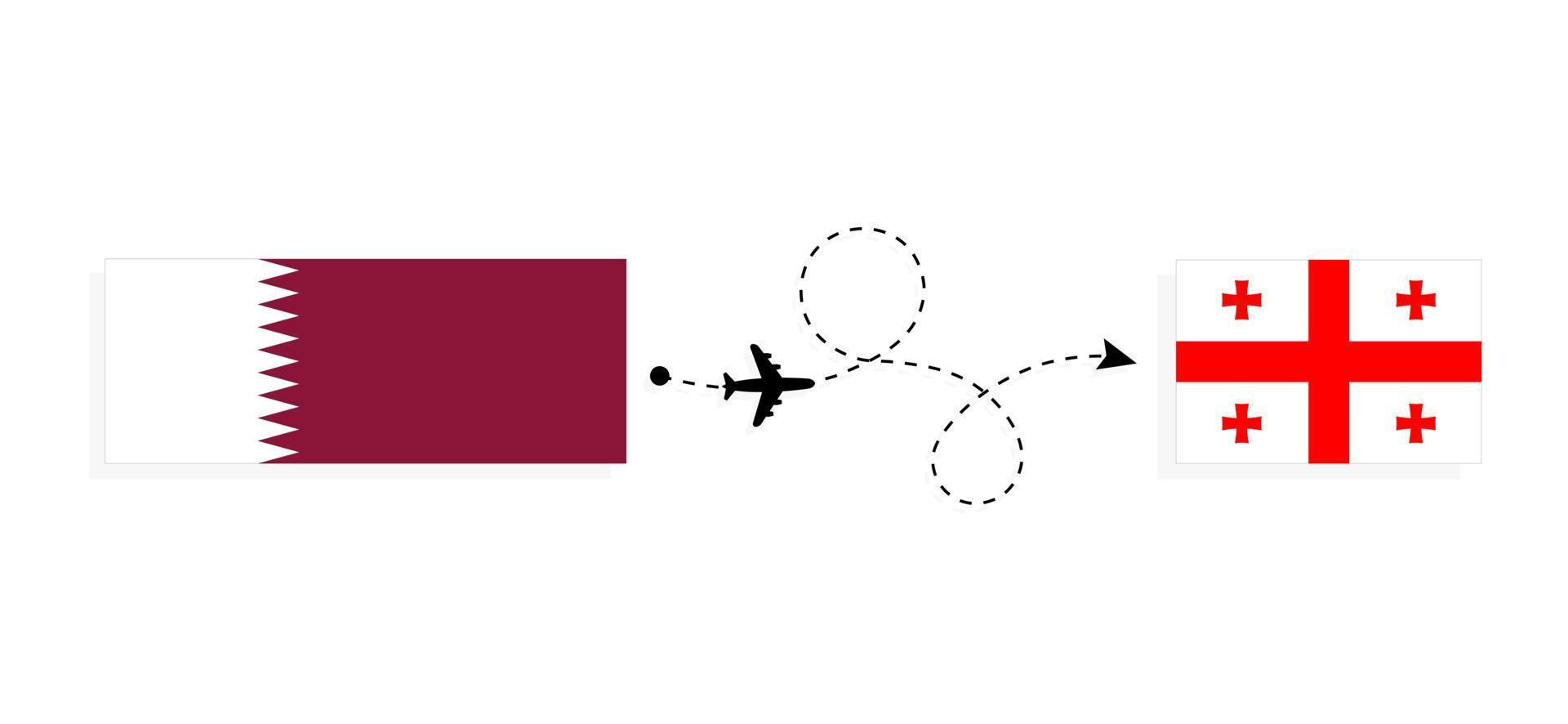 vuelo y viaje de qatar a georgia por concepto de viaje en avión de pasajeros vector