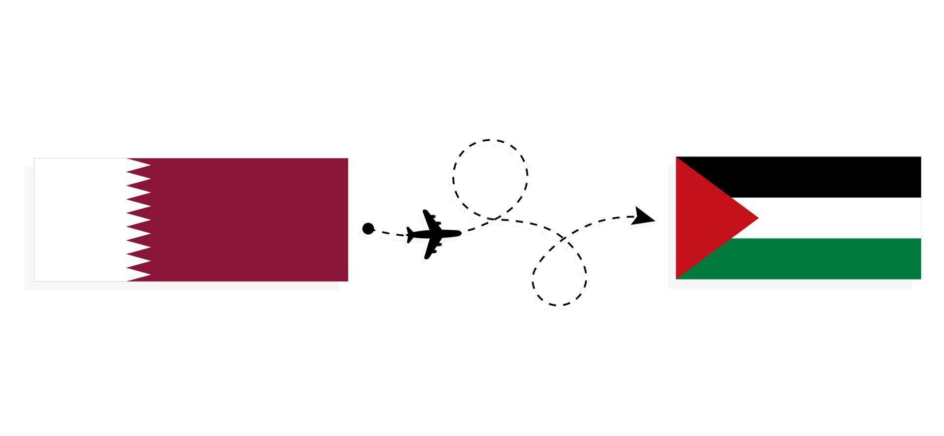 vuelo y viaje de qatar a palestina por concepto de viaje en avión de pasajeros vector