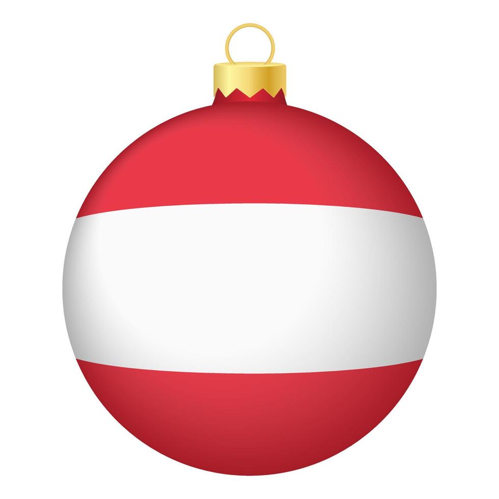 bola de árbol de navidad con bandera de austria. icono para vacaciones de navidad vector