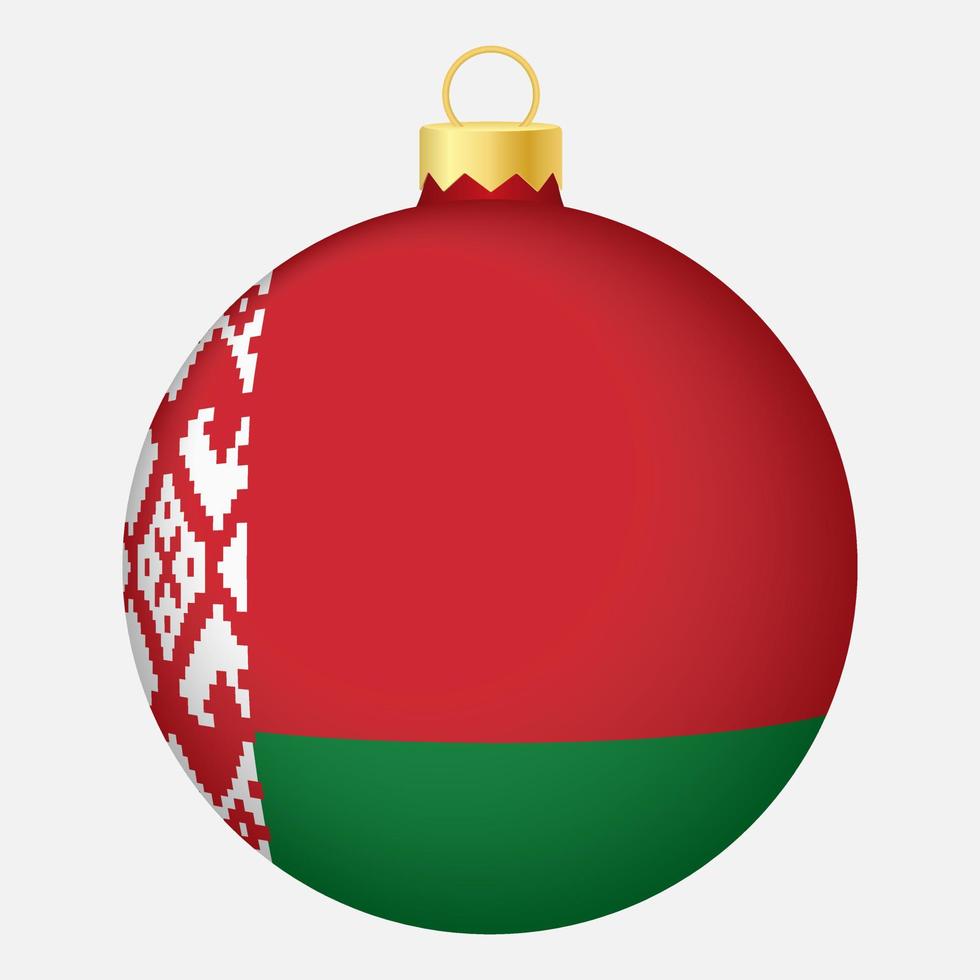 Bola de árbol de Navidad con bandera de Bielorrusia. icono para vacaciones de navidad vector