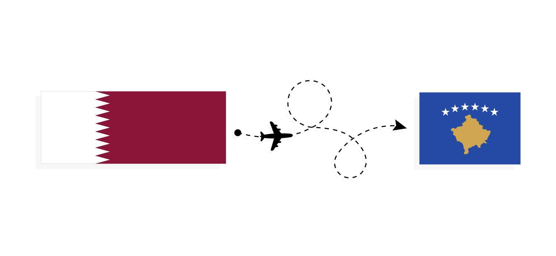 vuelo y viaje de qatar a kosovo por concepto de viaje en avión de pasajeros vector