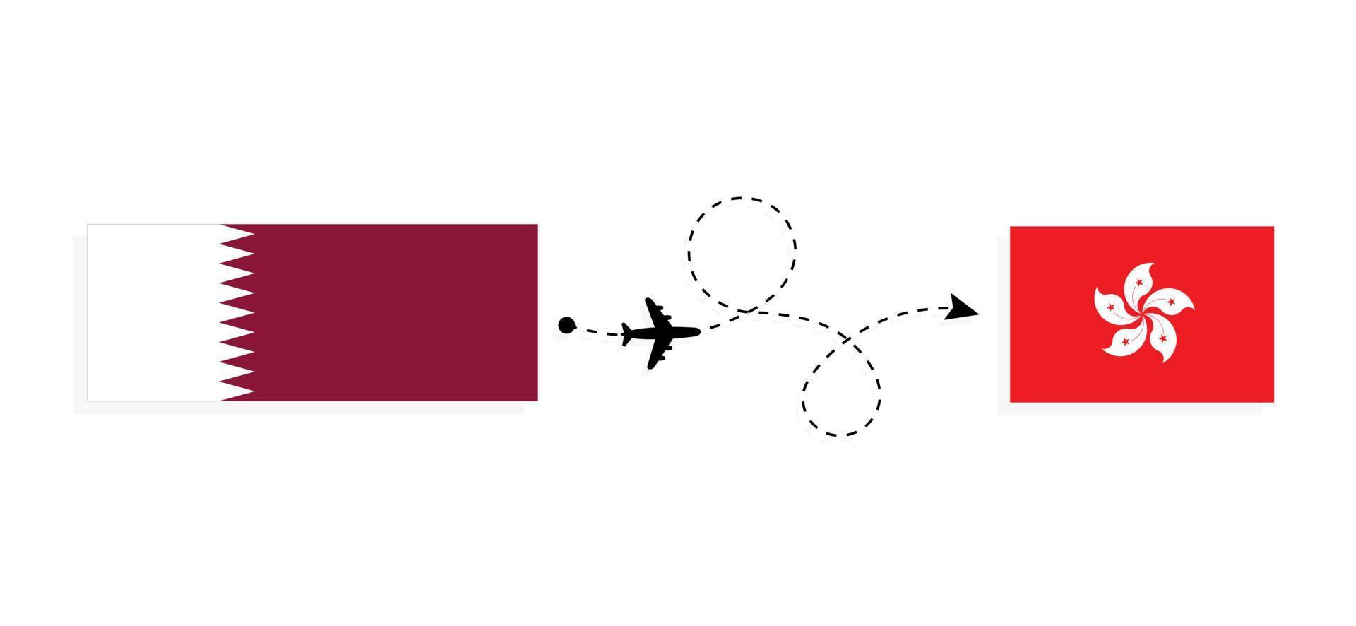 vuelo y viaje de qatar a hong kong por concepto de viaje en avión de pasajeros vector