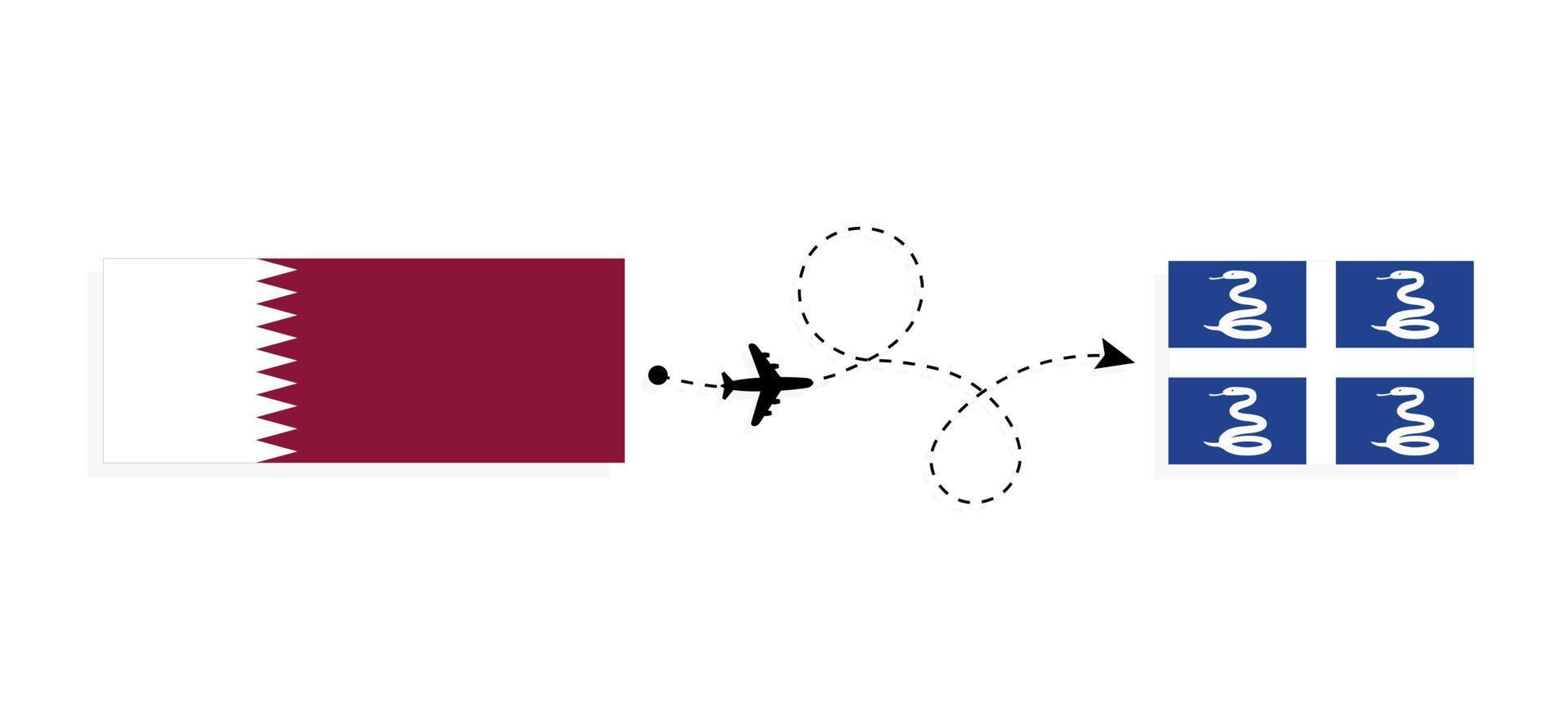 vuelo y viaje de qatar a martinica por concepto de viaje en avión de pasajeros vector