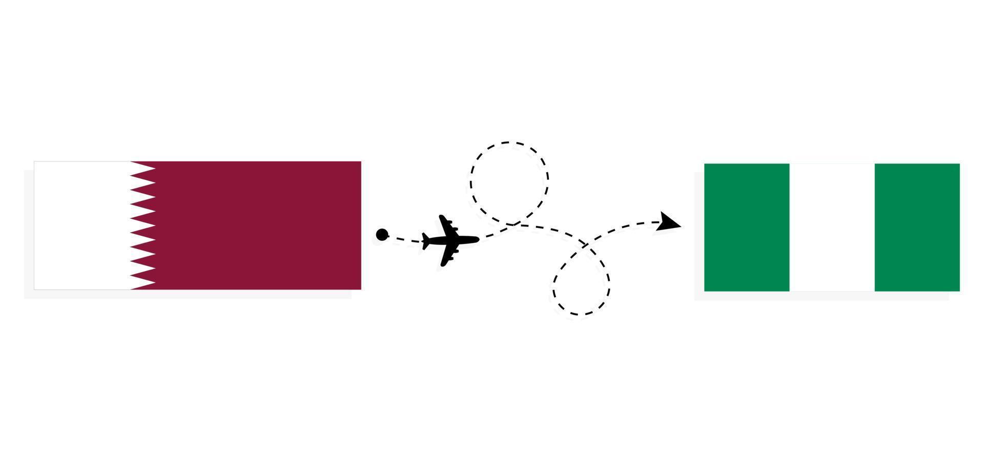 vuelo y viaje de qatar a nigeria por concepto de viaje en avión de pasajeros vector