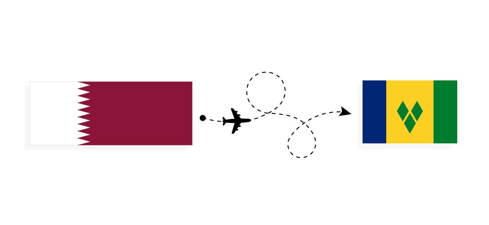 Flight and travel from Qatar to Saint Vincent and the Grenadines by passenger airplane Travel concept vector
